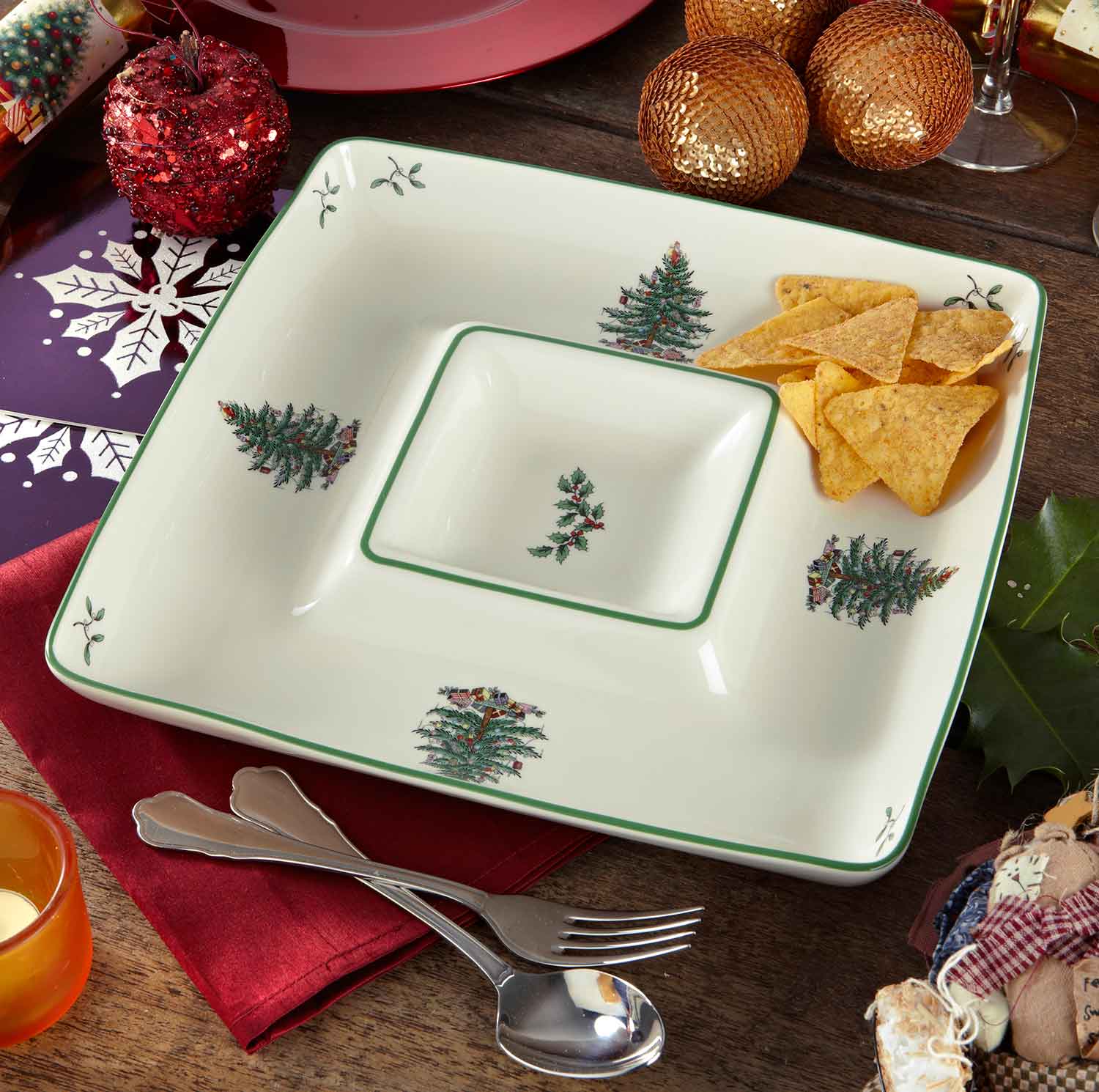 Christmas Tree Square Chip & Dip image number null